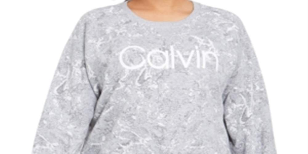 Calvin Klein Moletom Feminino Active Snake Print Logo Cinza Tamanho 1X