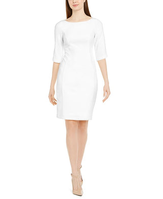 Vestido Calvin Klein Feminino Manga 3/4 Branco Tamanho 4 Petite