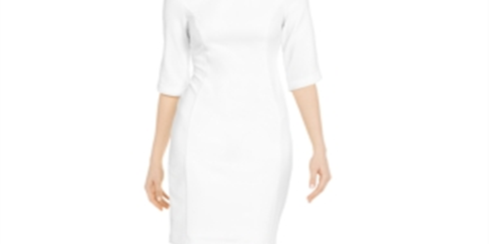Vestido Calvin Klein Feminino Manga 3/4 Branco Tamanho 4 Petite