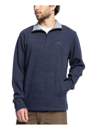 Moletom masculino Quiksilver com gola simulada e zíper 1/4, azul, tamanho pequeno