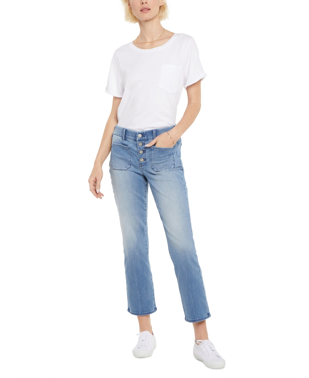 Calça jeans feminina NYDJ Marilyn Waist Match com tornozelo reto, azul, tamanho médio