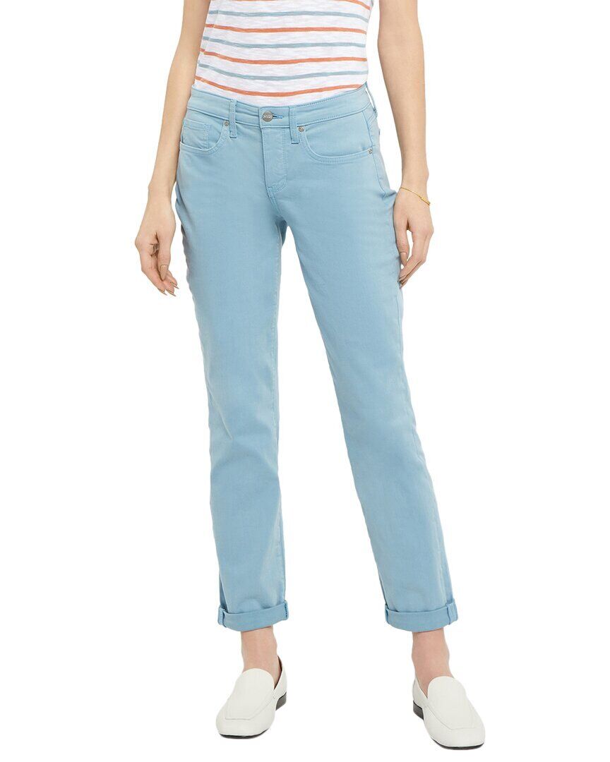 Calça Jeans Feminina NYDJ Margot Cuffed Ankle Leg Straight Girlfriend Azul Tamanho 16