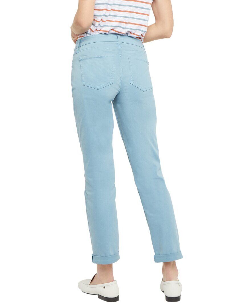 Calça Jeans Feminina NYDJ Margot Cuffed Ankle Leg Straight Girlfriend Azul Tamanho 16