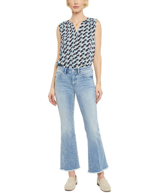 Calça jeans feminina NYDJ flare com bainha desfiada, azul, tamanho 8