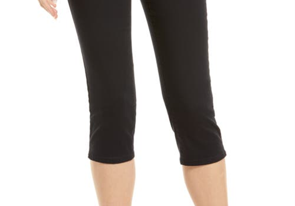 Calça jeans Nydj Aubrey Crop Slim Straight Leg Preta Tamanho 00