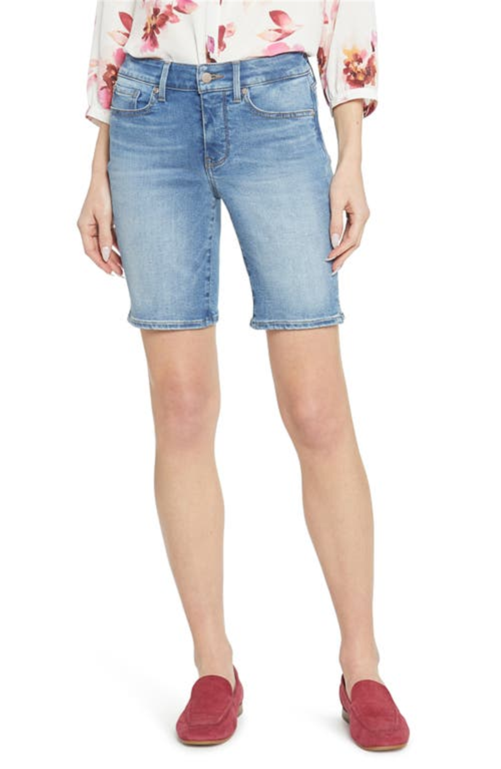 Shorts jeans feminino NYDJ Maele Ella com fenda lateral, tamanho 16