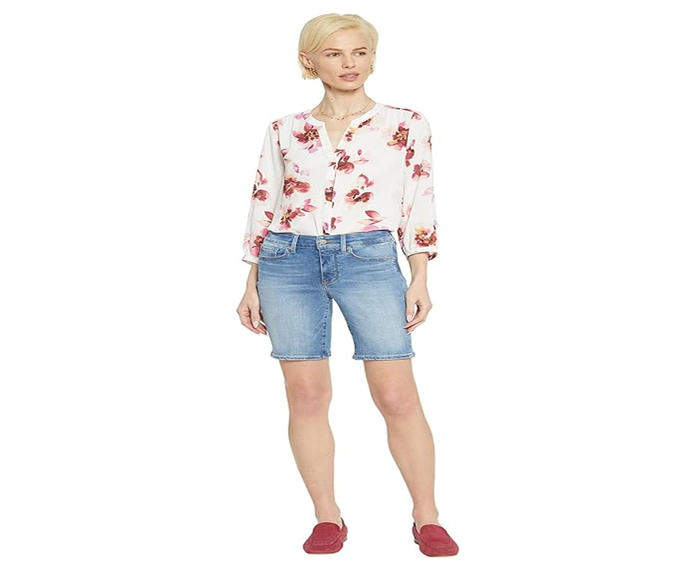 Shorts jeans feminino NYDJ Maele Ella com fenda lateral, tamanho 16