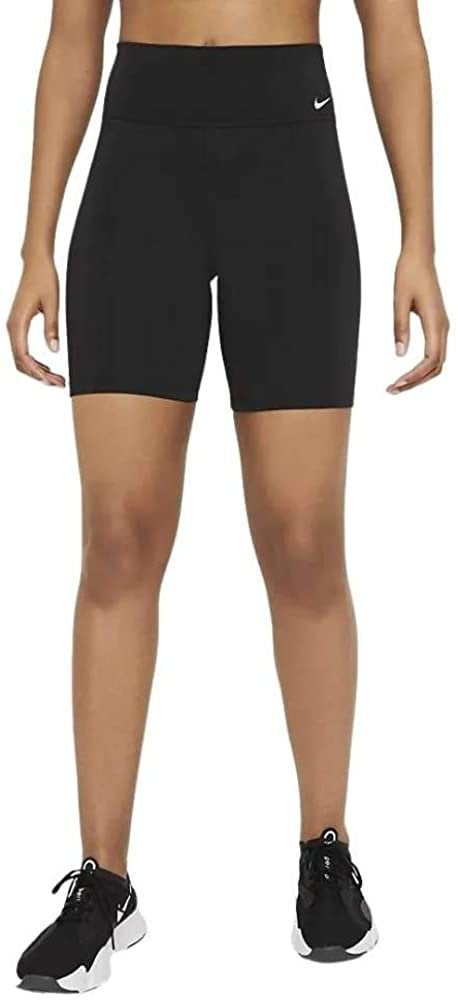 Shorts de ciclismo Nike One de cintura média - Preto/Branco, tamanho M