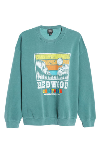 Moletom com gola redonda Redwood Cali feminino BDG Urban Outfitters em verde, tamanho pequeno