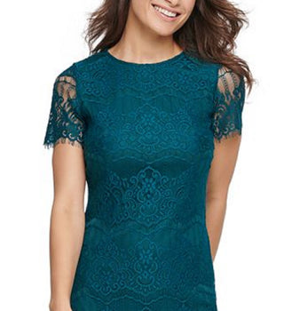 Vestido tubinho de renda vieira Kensie feminino, azul, tamanho 10