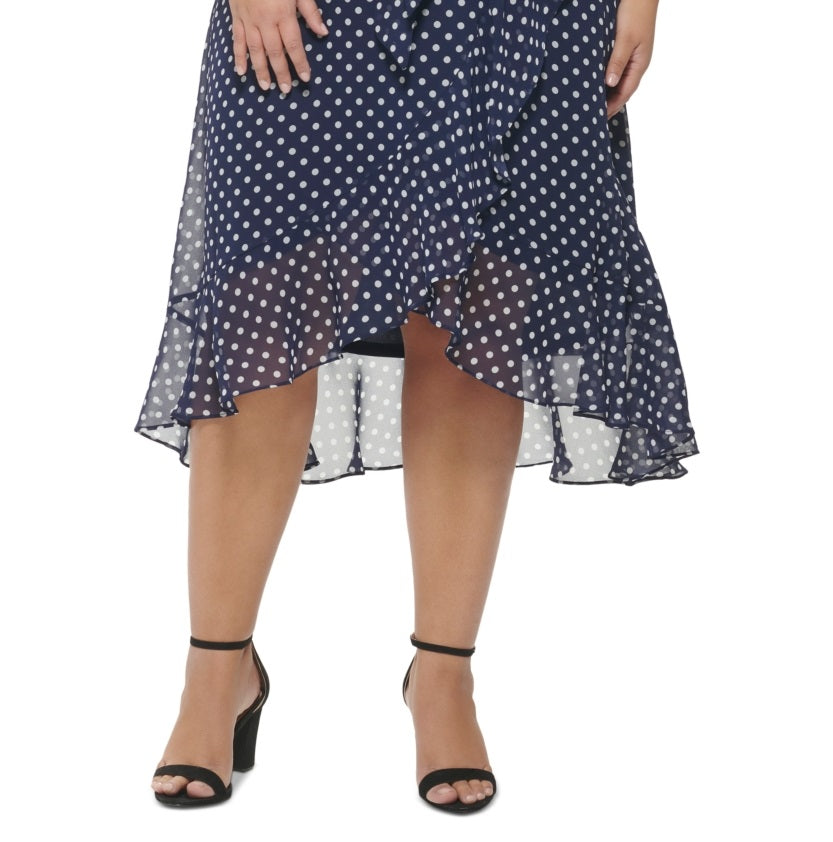 Vestido sem mangas com estampa de bolinhas Jessica Howard feminino, azul, tamanho 22W