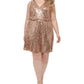 Vestido feminino Vince Camuto com lantejoulas, sem mangas, decote em V, marrom, tamanho 22W
