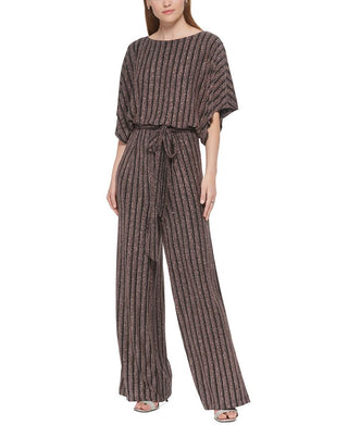 Macacão feminino Jessica Howard com cinto e detalhes metálicos, preto, tamanho grande