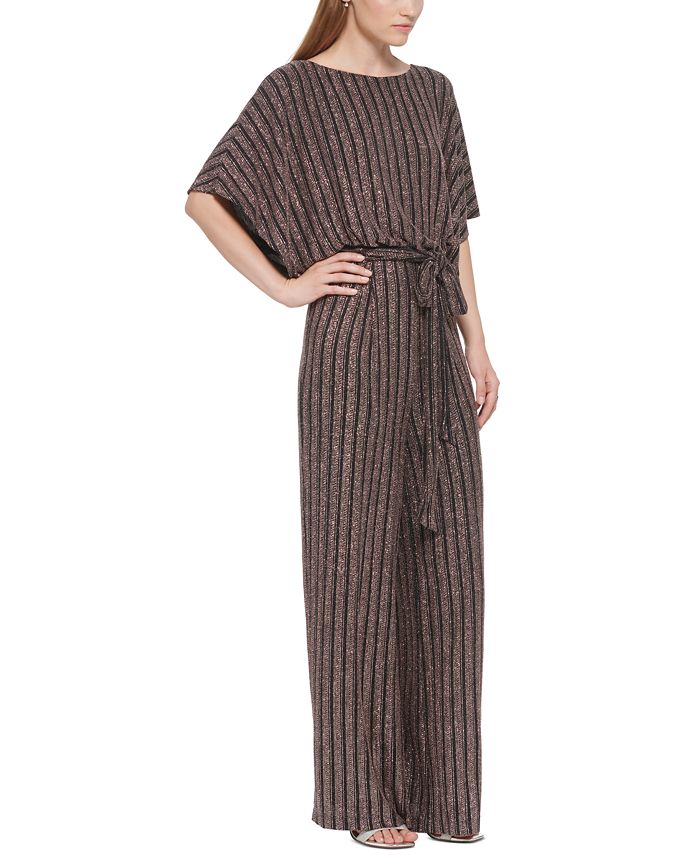 Macacão feminino Jessica Howard com cinto e detalhes metálicos, preto, tamanho grande