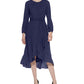 Vestido feminino Jessica Howard com babados, comprimento alto e baixo, azul, tamanho 8, pequeno