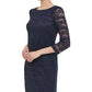 Vestido feminino Jessica Howard com bainha elástica e renda azul, tamanho 12 pequeno