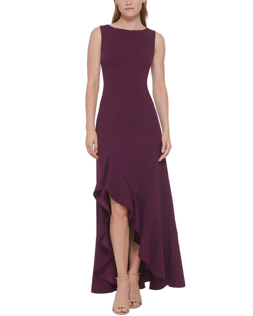 vince-camuto-womens-plum-ruffle-front-sleeveless-gown-size-12