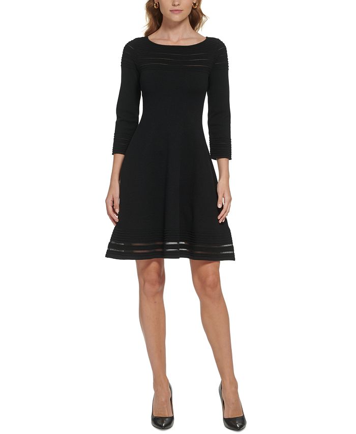 Vestido feminino Jessica Howard com listras em malha, preto, tamanho extragrande