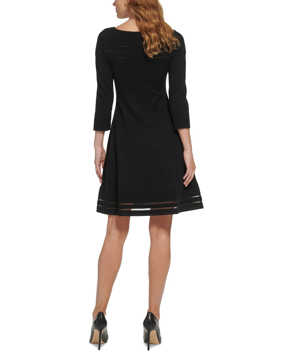 Vestido feminino Jessica Howard com listras em malha, preto, tamanho extragrande