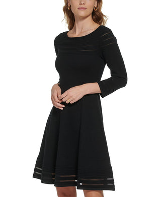Vestido feminino Jessica Howard com listras em malha, preto, tamanho extragrande