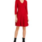 Vestido feminino Jessica Howard de malha trançada com ajuste evasê, vermelho, tamanho G