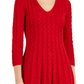 Vestido feminino Jessica Howard de malha trançada com ajuste evasê, vermelho, tamanho G