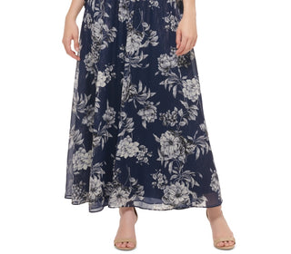 Vestido de chiffon feminino Jessica Howard, azul, tamanho 4, pequeno