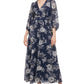Vestido de chiffon feminino Jessica Howard, azul, tamanho 4, pequeno