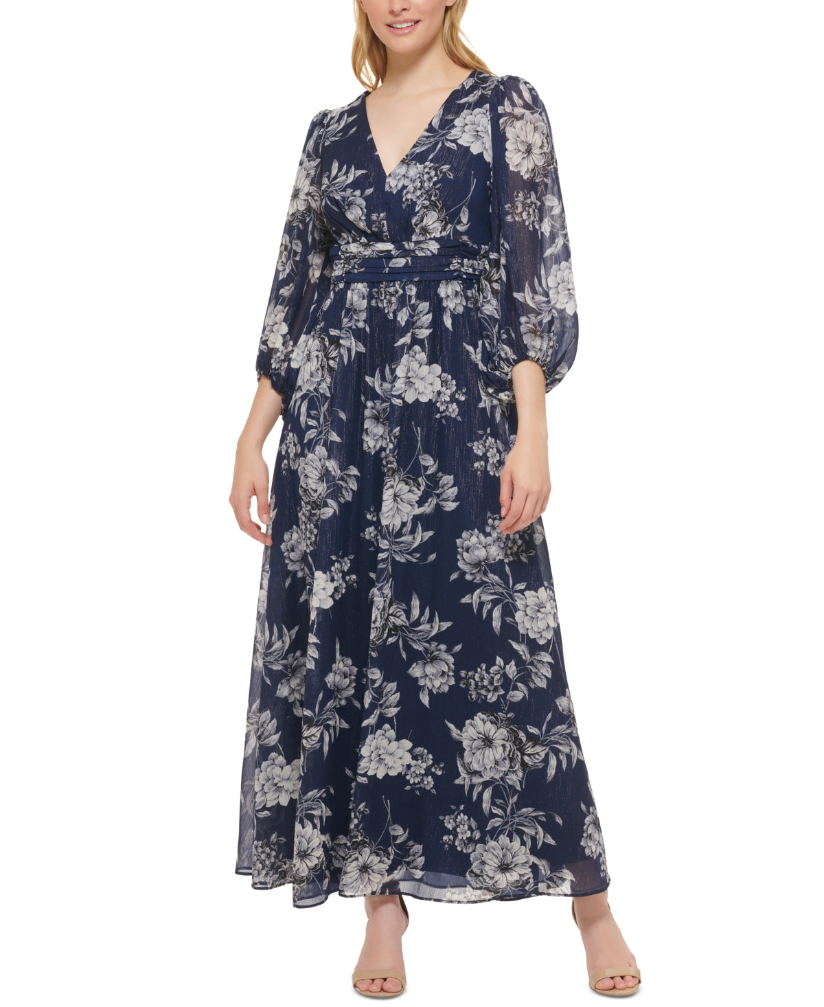 Vestido de chiffon feminino Jessica Howard, azul, tamanho 4, pequeno