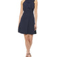 Vestido feminino Vince Camuto com decote em A evasê, azul, tamanho 14
