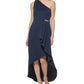 Vestido feminino Jessica Howard com babados, comprimento alto e baixo, azul, tamanho 12, pequeno
