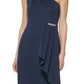 Vestido feminino Jessica Howard com babados, comprimento alto e baixo, azul, tamanho 10, pequeno