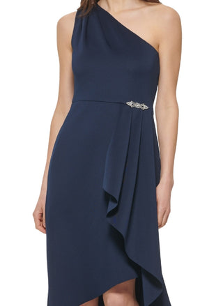 Jessica Howard Women's Ruffled High Low Dress Blue Size 10Petite