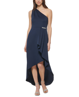 Jessica Howard Women's Ruffled High Low Dress Blue Size 10Petite