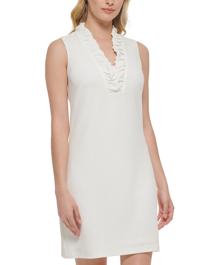 Vestido feminino Jessica Howard com babados e decote, tamanho 6, branco