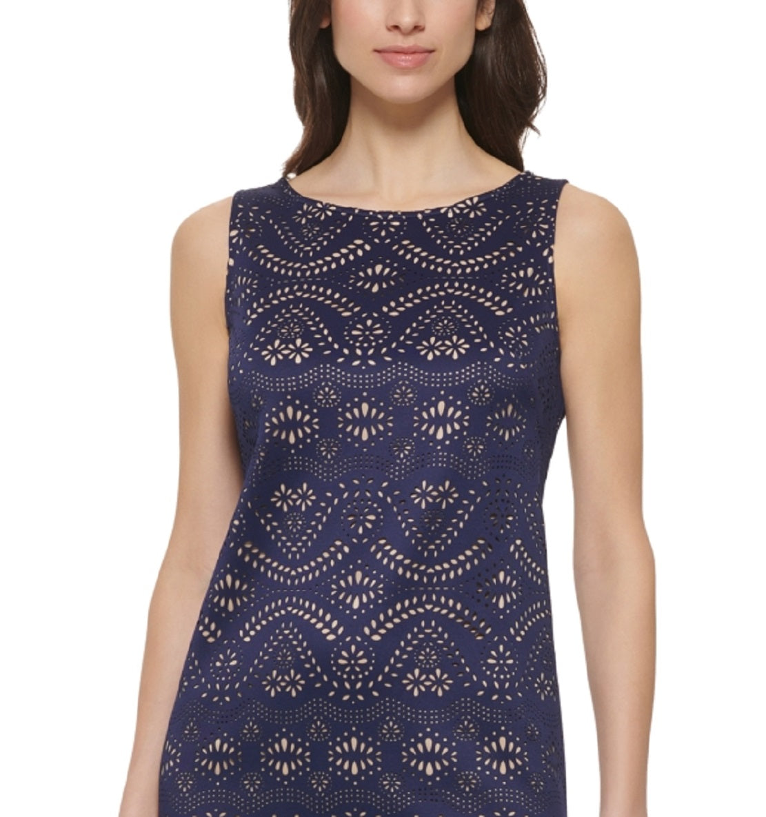 Vestido feminino Jessica Howard com corte a laser e bainha recortada, azul, tamanho 6, pequeno