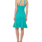 Vestido Halter com Babados Vince Camuto Feminino Verde Tamanho 12