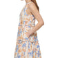 Vestido feminino Vince Camuto com estampa floral e camadas, azul, tamanho 12