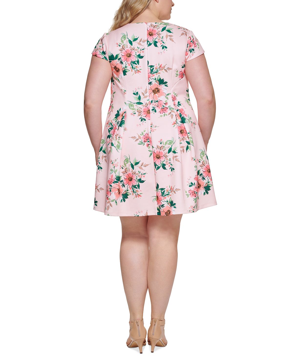 Vestido curto plissado com estampa floral Jessica Howard feminino rosa tamanho 16W