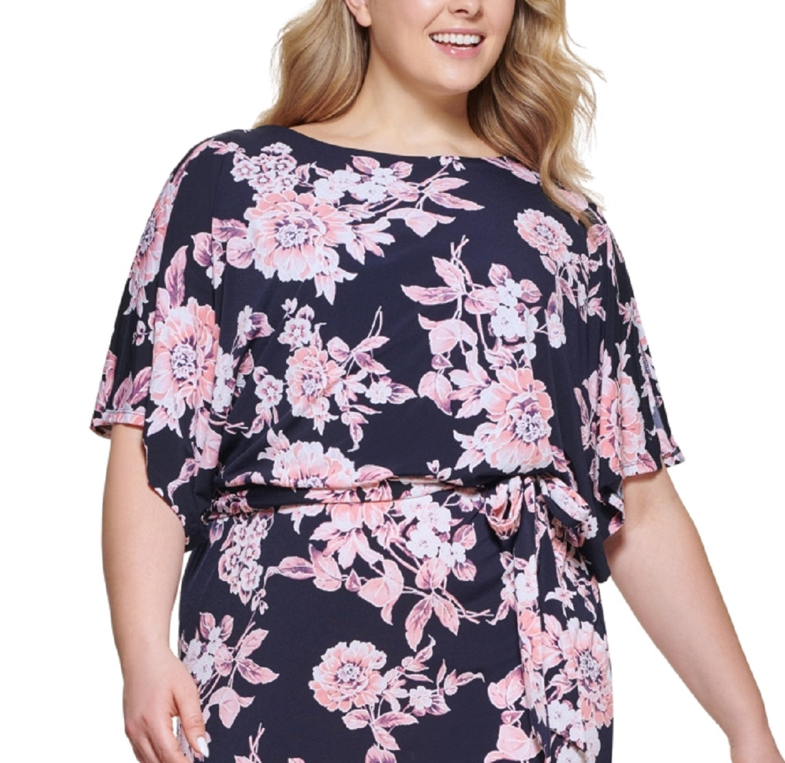 Vestido Blusão Feminino Jessica Howard Estampa Floral Azul Tamanho 14W