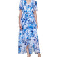 Vestido de chiffon com amarração na cintura feminino Jessica Howard, azul, tamanho 14