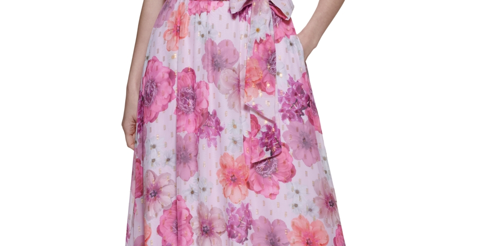 Vestido longo com estampa floral Jessica Howard feminino, rosa, tamanho pequeno