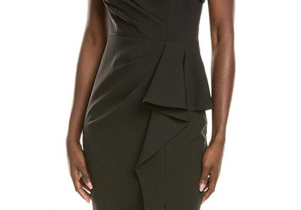 Vestido preto Vince Camuto com babados e um ombro só, tamanho 8