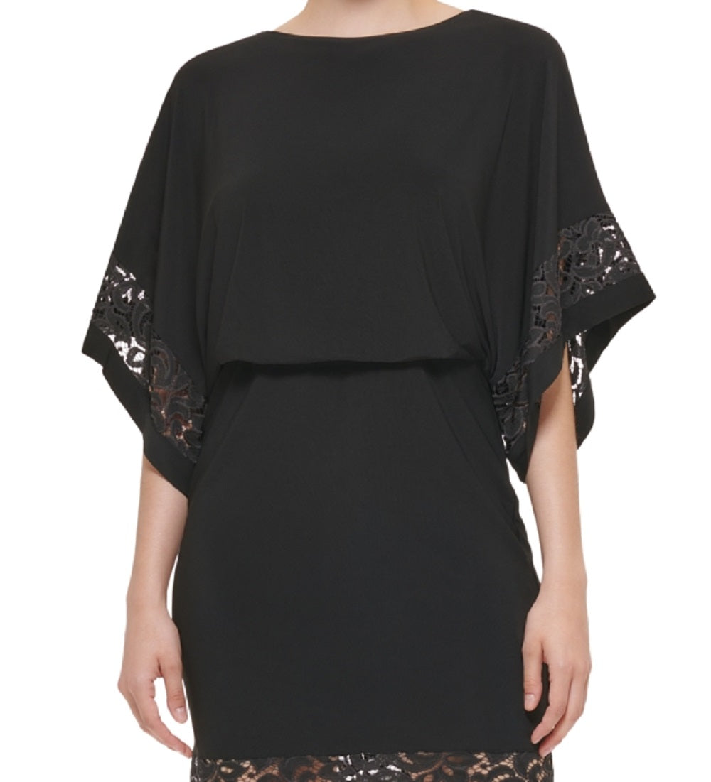 Vestido Blusão Feminino Jessica Howard Renda Inserido Preto Tamanho 12