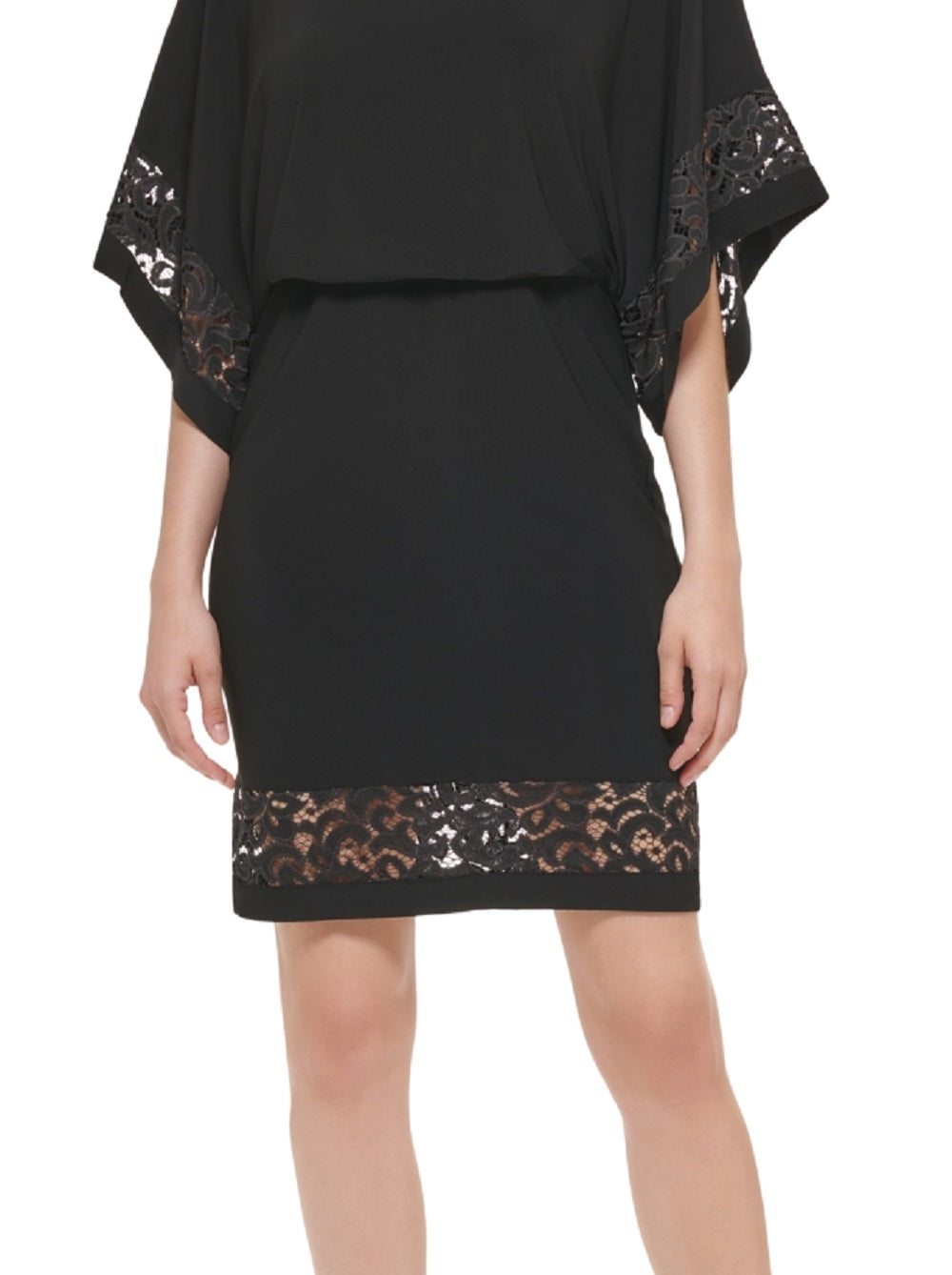 Vestido Blusão Feminino Jessica Howard Renda Inserido Preto Tamanho 12