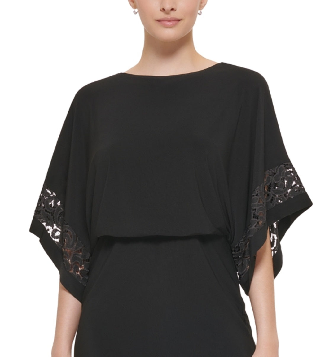 Vestido Blusão Feminino Jessica Howard Renda Inserido Preto Tamanho 6