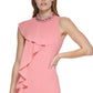 Vestido tubinho de chiffon com babados e decote embelezado Vince Camuto feminino, laranja, tamanho 4