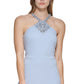 Vestido tubinho com decote halter e detalhes embelezados Vince Camuto feminino, azul, tamanho 2