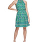 Vestido feminino Vince Camuto estampado sem mangas, ajuste evasê, verde, tamanho 12