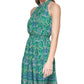 Vestido feminino Vince Camuto estampado sem mangas, ajuste evasê, verde, tamanho 12
